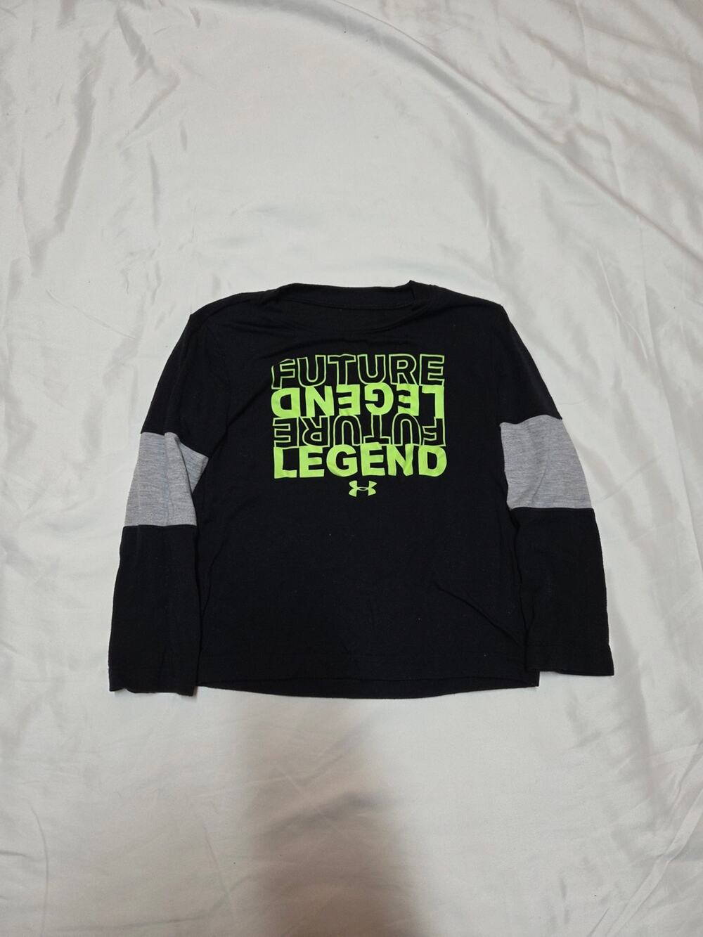 Under Armour Boys' Black Long Sleeve Tee with Neon Green 'Future Legend' Graphic